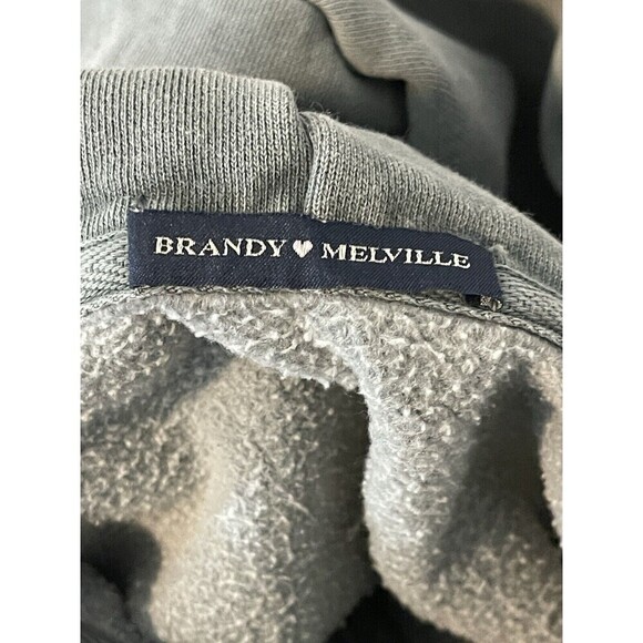 Brandy Melville Jacket Women's OS Green Christy Hoodie Full Zip Oversized Cotton - Picture 4 of 4